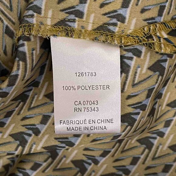 House of Harlow 1960 Satin Button Up Blouse Size S Gold Blue Short Sleeve Top - Picture 4 of 7